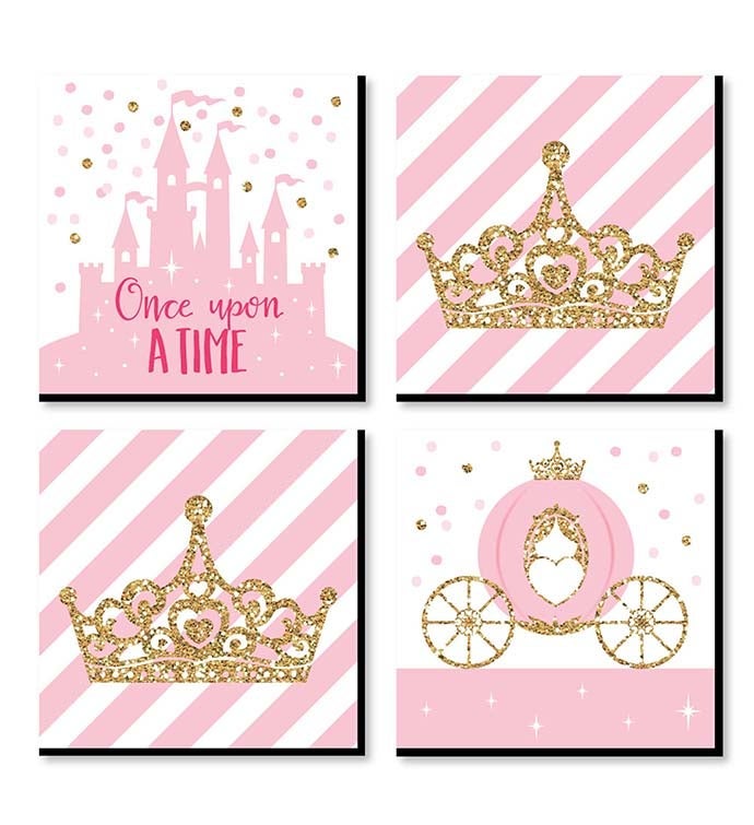 Little Princess Crown   Home Decor 11 X 11 Inches Wall Art  Set Of 4 Prints