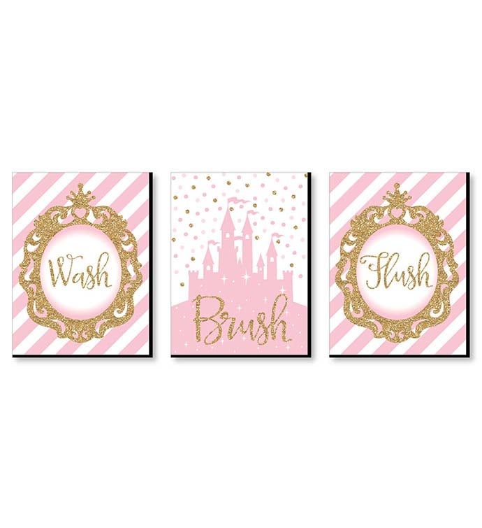 Little Princess Crown Wall Art 7.5 X 10 In  Set Of 3 Signs Wash Brush Flush