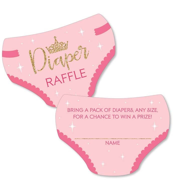 Little Princess Crown   Pink & Gold Baby Shower Diaper Raffle Game   24 Ct