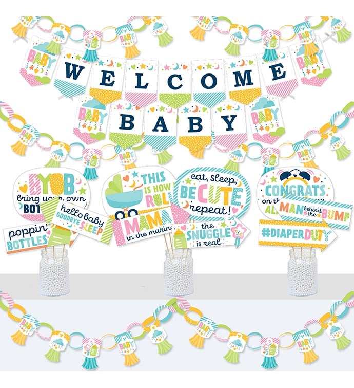 Colorful Baby Shower   Gender Neutral Party Supplies Kit doterrific Bundle