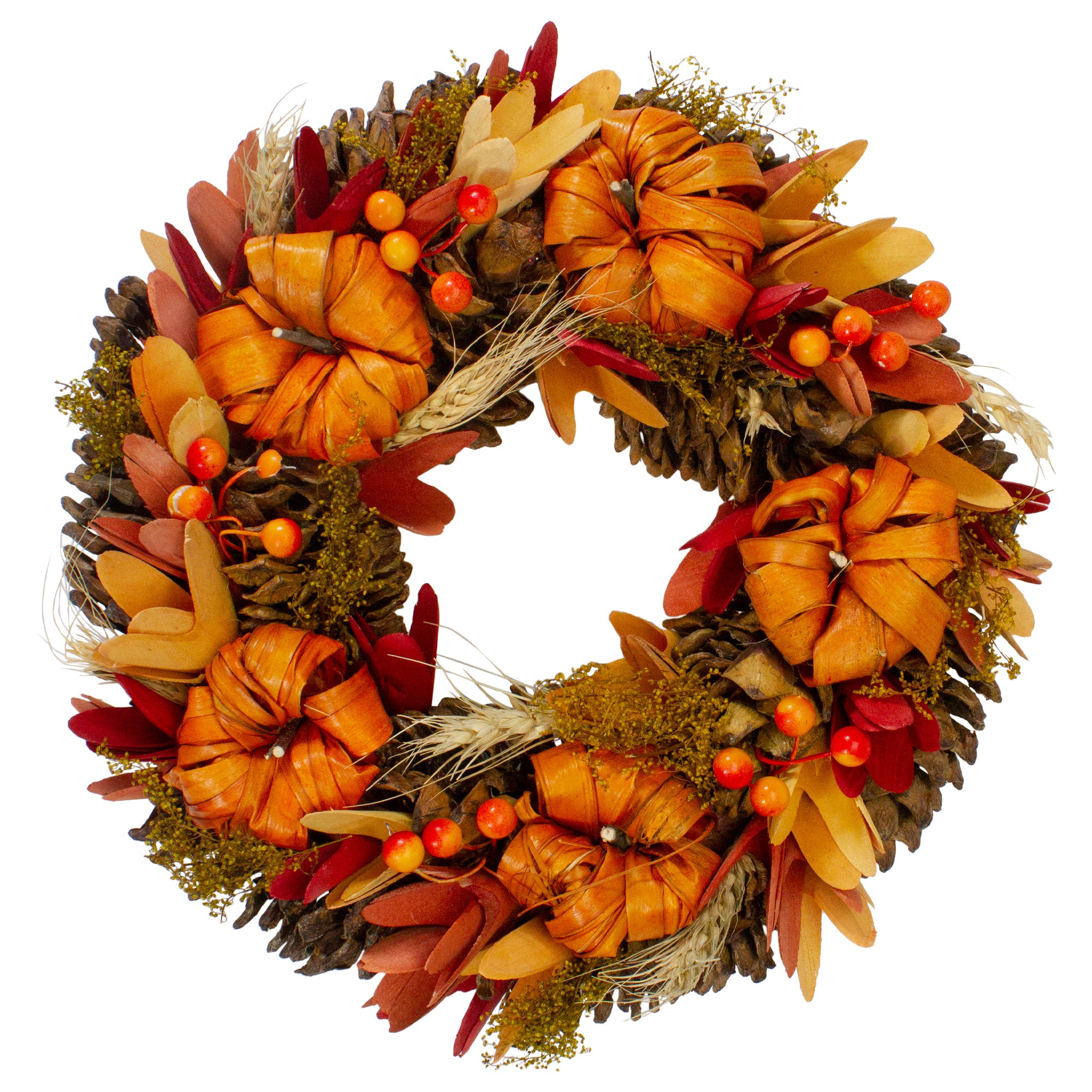 Orange Pumpkins And Berries Autumn Harvest Wreath