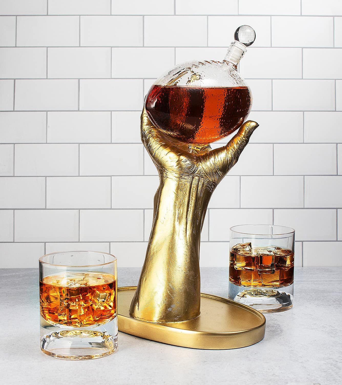 Football Decanter With 2 Football Whiskey & Wine Glasses