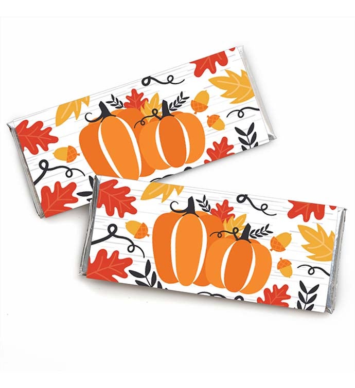 Fall Pumpkin   Candy Bar Wrapper Party Favors   24 Ct