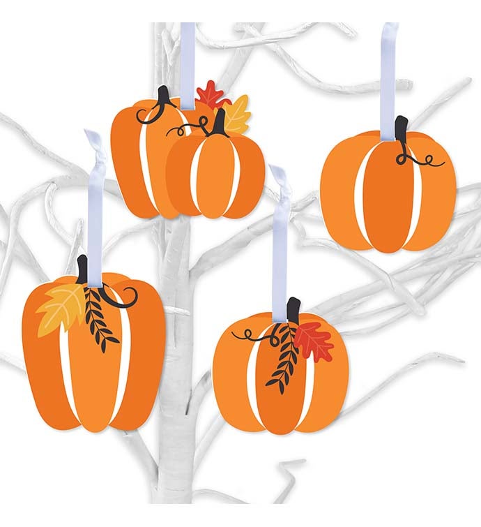Fall Pumpkin   Halloween Or Thanksgiving Decorations   Tree Ornaments 12 Ct