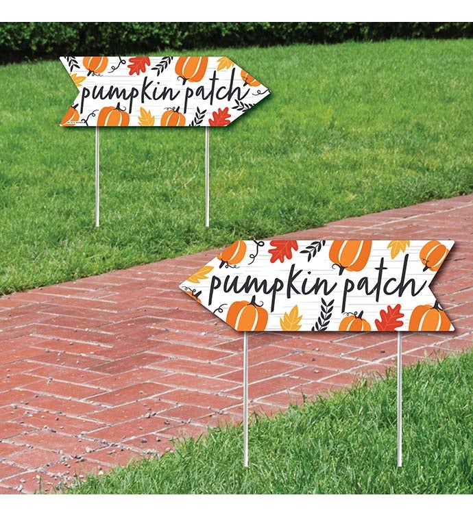 Fall Pumpkin Thanksgiving Arrow Double Sided Directional Yard Signs 2 Ct