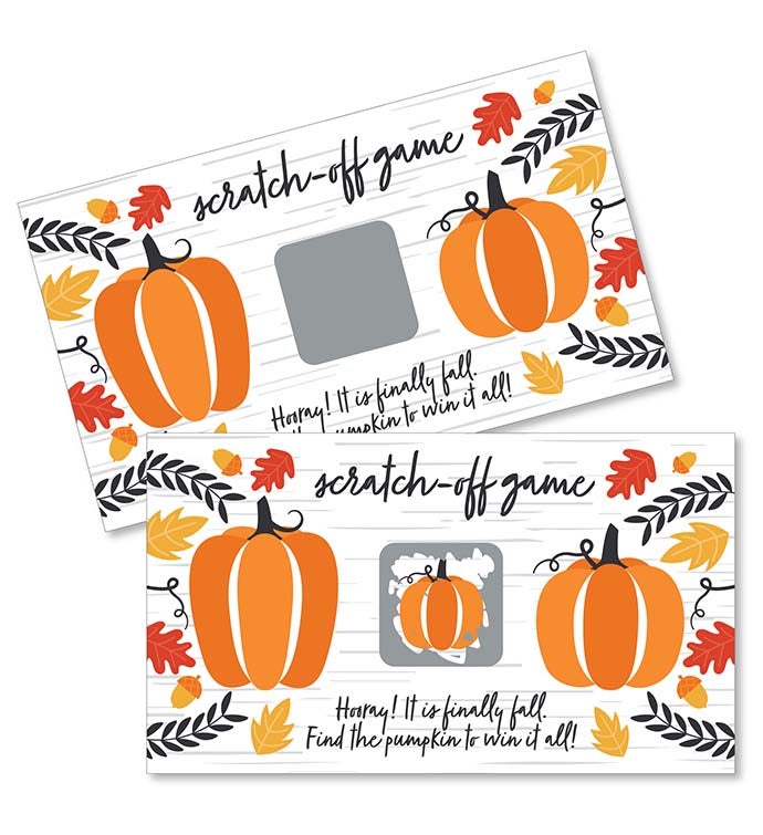 Fall Pumpkin   Halloween Or Thanksgiving Game Scratch Off Cards   22 Count