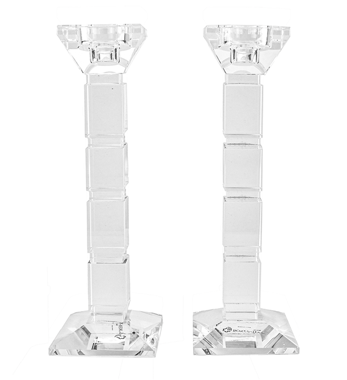 Crystal Candlesticks With Square Design Set Of Two