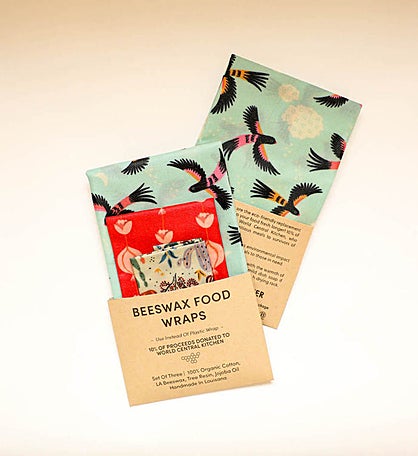 Beeswax Food Wraps - Songbirds Set, Organic, World Central Kitchen