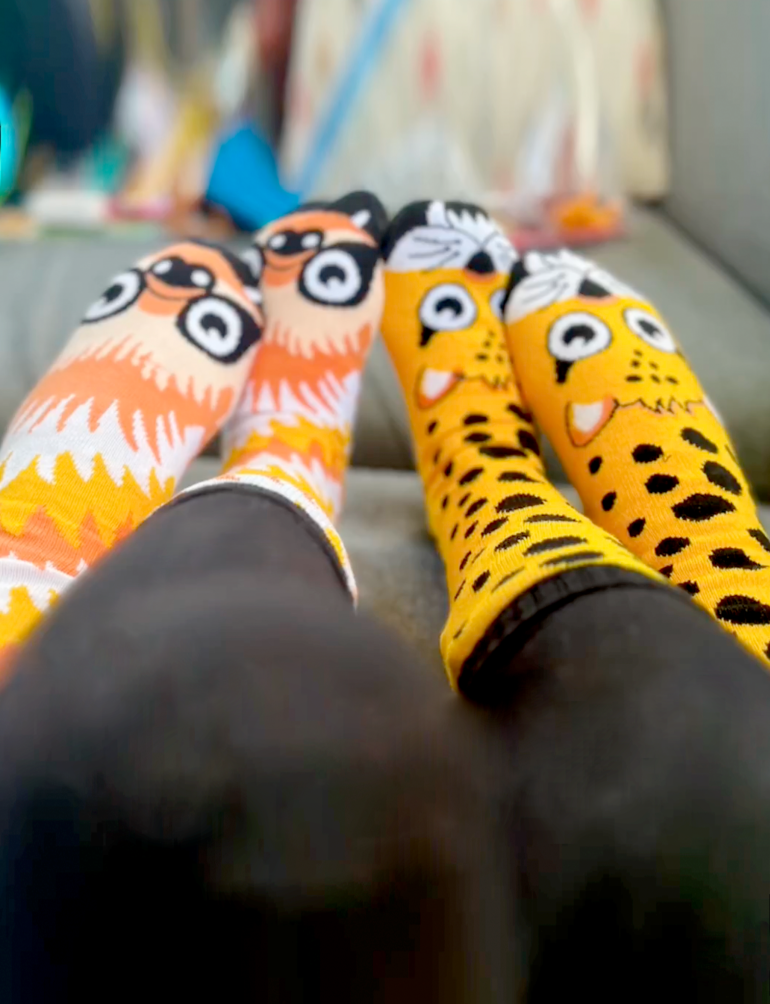 Sloth & Cheetah Pals Socks   Mismatchy Set  2 Pairs!