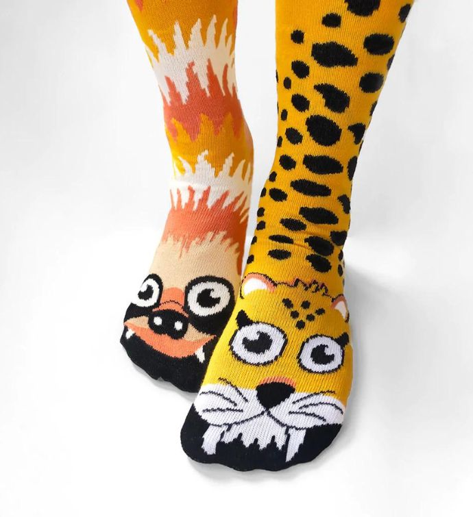 Sloth & Cheetah Pals Socks - Mismatchy Set (2 Pairs!)