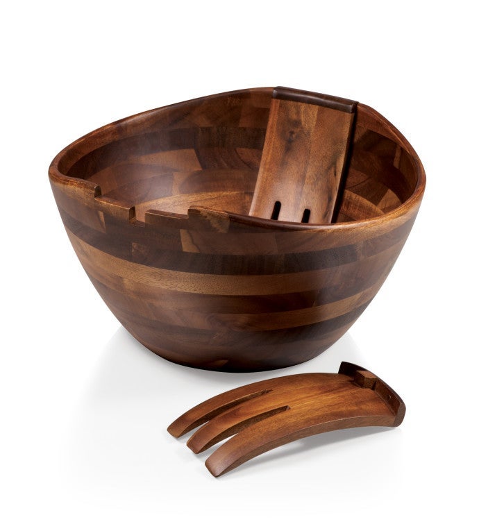 Fabio Viviani   Mescolare Large Salad Bowl And Serving Tools  acacia Wood