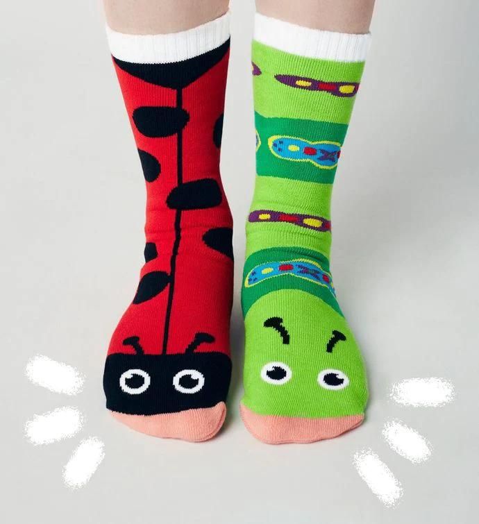 Ladybug & Caterpillar Pals Socks - Mismatchy Set (2 Pairs!)