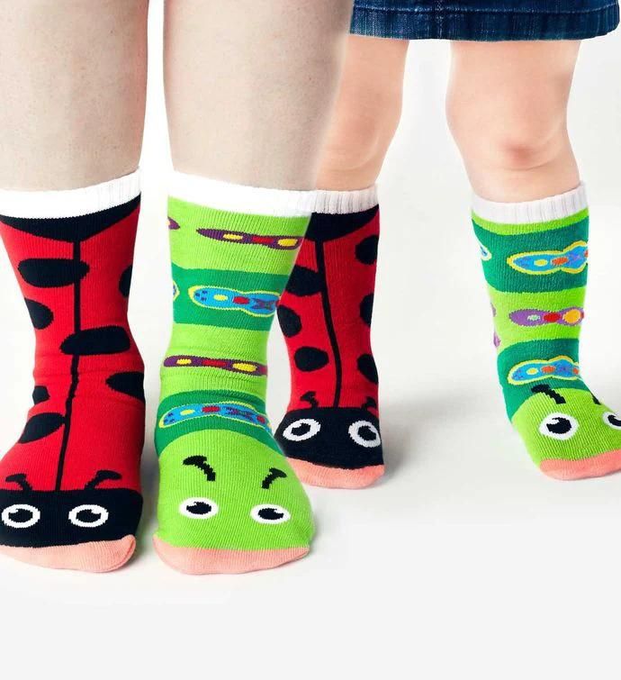 Ladybug & Caterpillar Pals Socks   Mismatchy Set  2 Pairs!