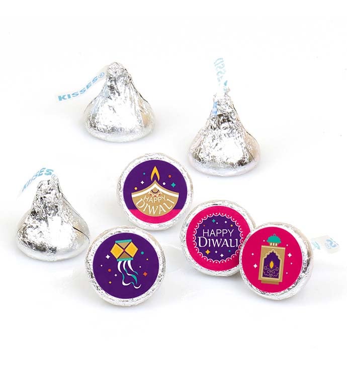 Happy Diwali   Festival Of Lights Round Candy Sticker Favors 1 Sheet Of 108