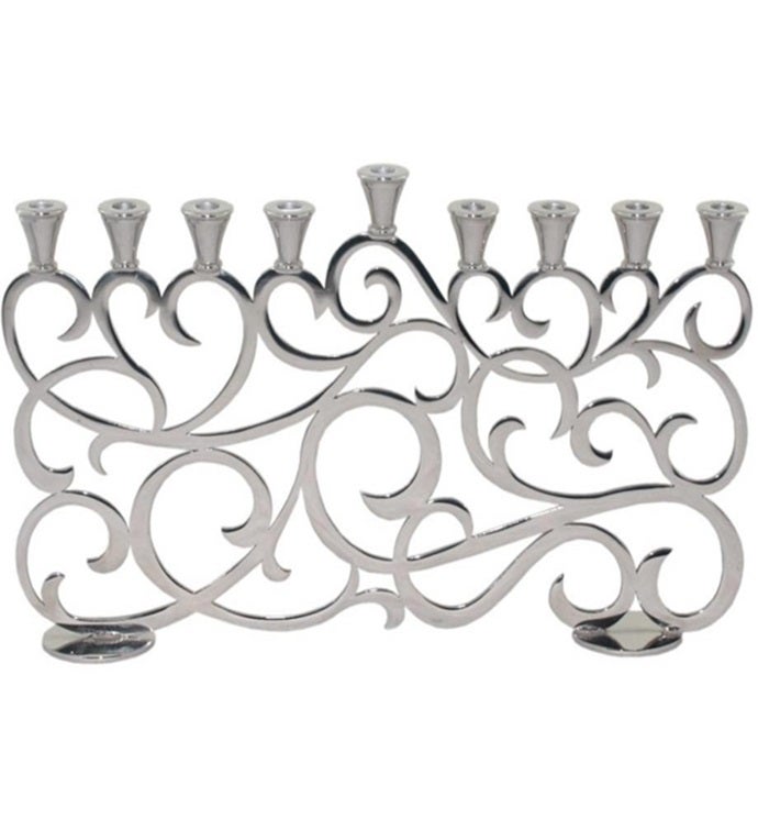 Aristocratic Shiny Metal Menorah For Hanukkah Candle Lighting