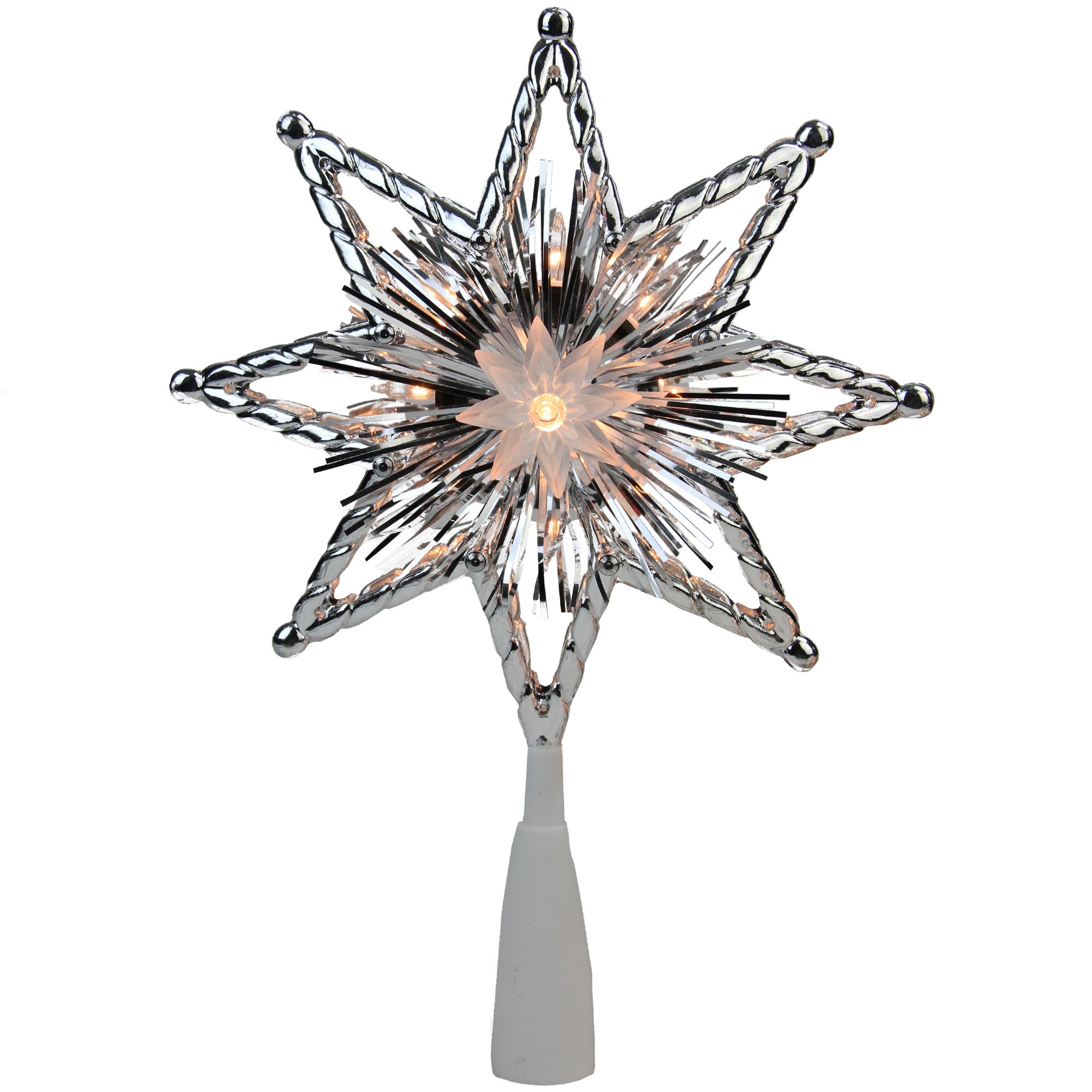 Silver Lighted Star Christmas Tree Topper
