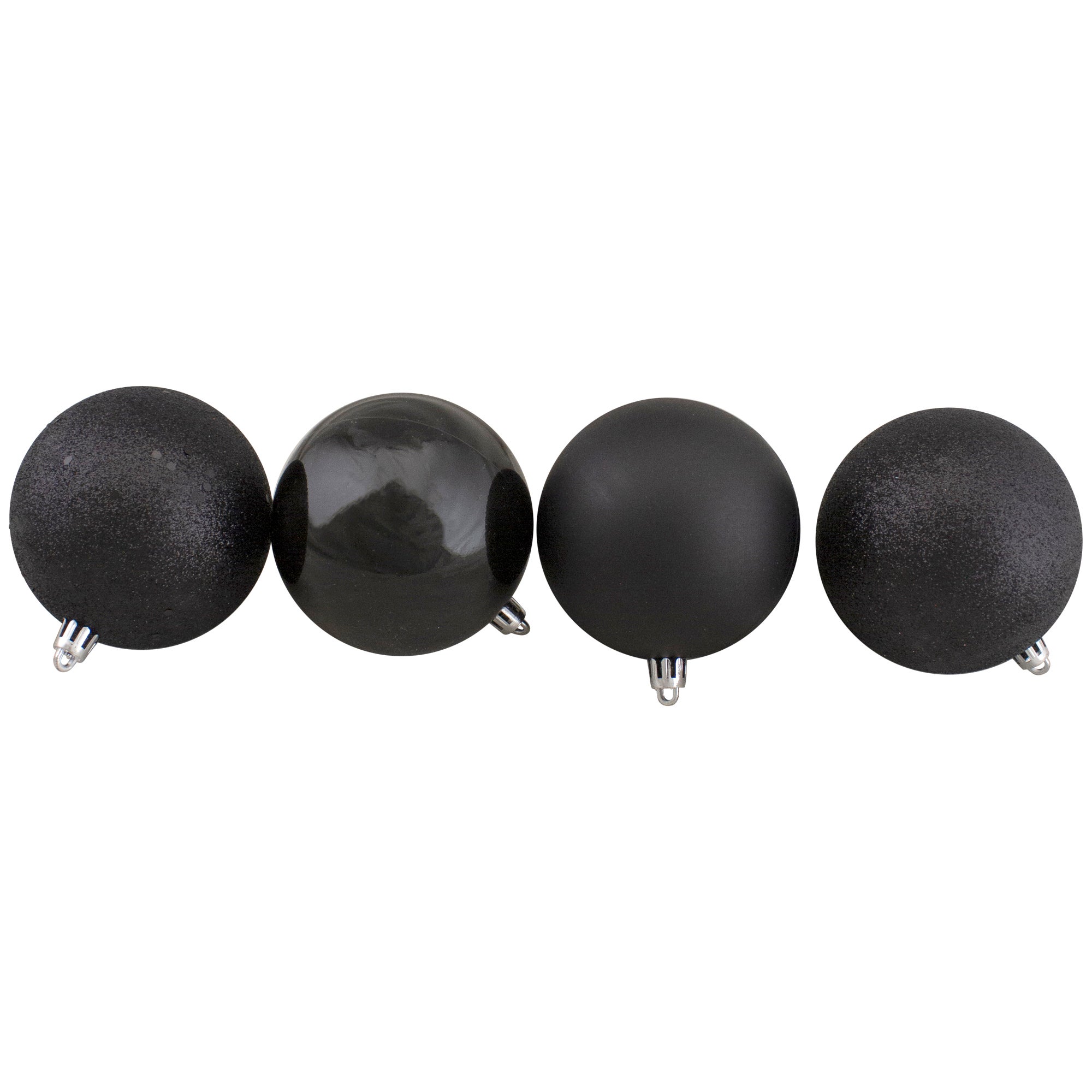 32ct Jet Black Shatterproof 4-finish Christmas Ball Ornaments 3.25" (80mm)