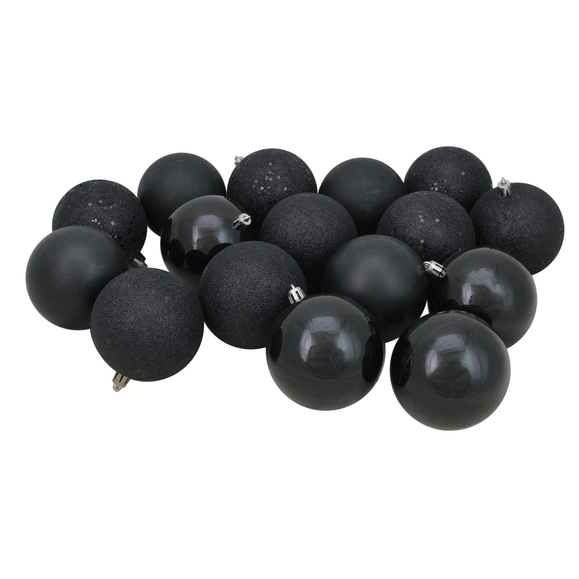 32ct Jet Black Shatterproof 4 finish Christmas Ball Ornaments 3.25"  80mm