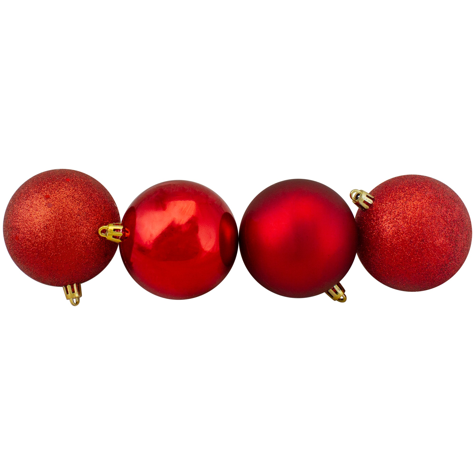 16ct Red Shatterproof 4-finish Christmas Ball Ornaments 3" (75mm)