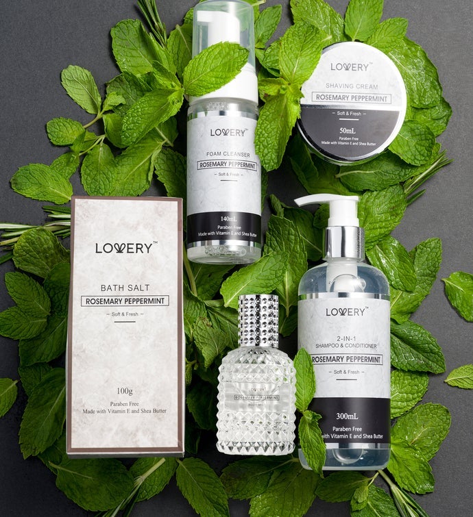 Rosemary Peppermint Body Care Treatment - 9pc Relaxing Gift Basket