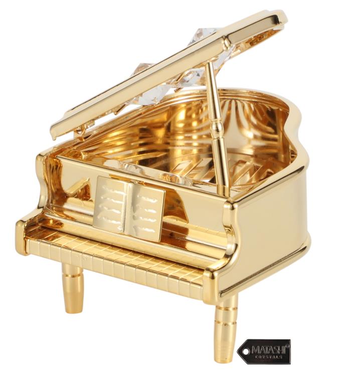 Matashi 24k Gold Plated Crystal Studded Grand Piano Ornament