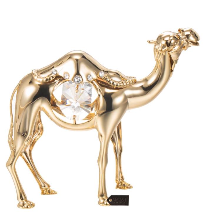 Matashi 24k Gold Plated Crystal Studded Camel Ornament