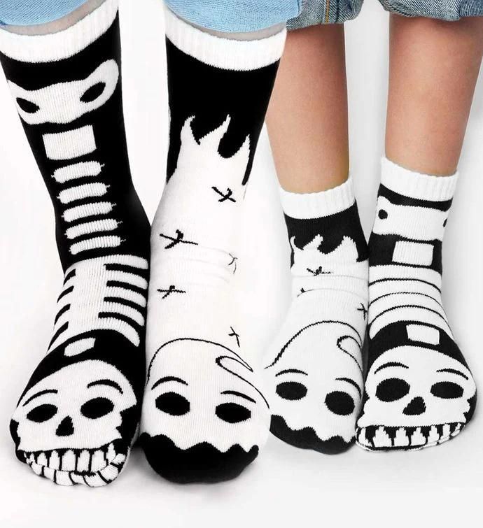 Ghost & Skeleton Pals Socks   Mismatchy Set  2 Pairs!