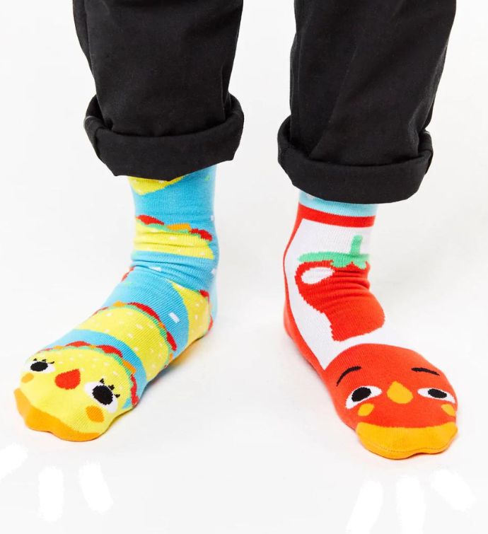 Taco & Hot Sauce Pals Socks - Mismatchy Set (2 Pairs!)