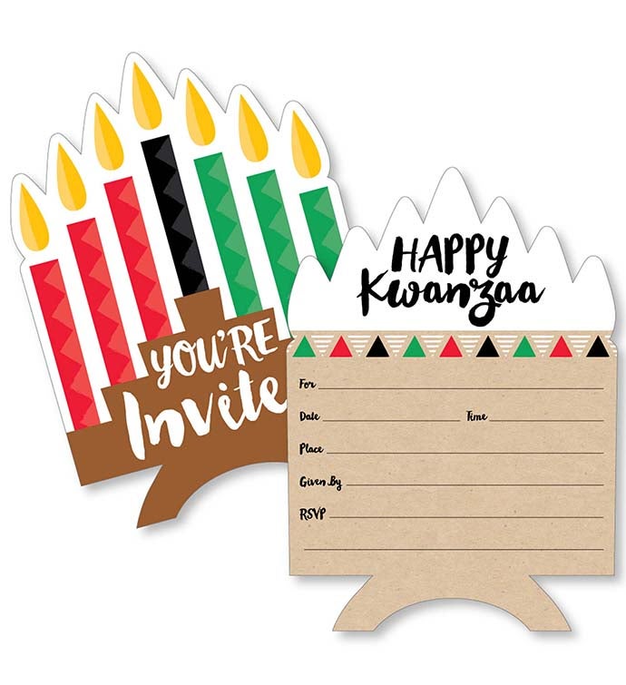 Happy Kwanzaa   Shaped Fill in Invitations With Envelopes   12 Ct