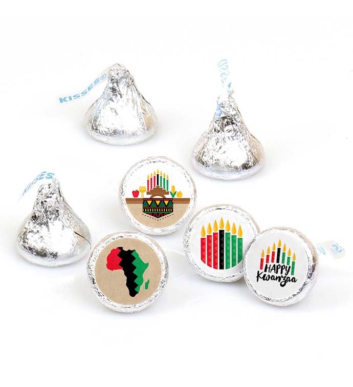 Happy Kwanzaa   Holiday Party Round Candy Sticker Favors  1 Sheet Of 108