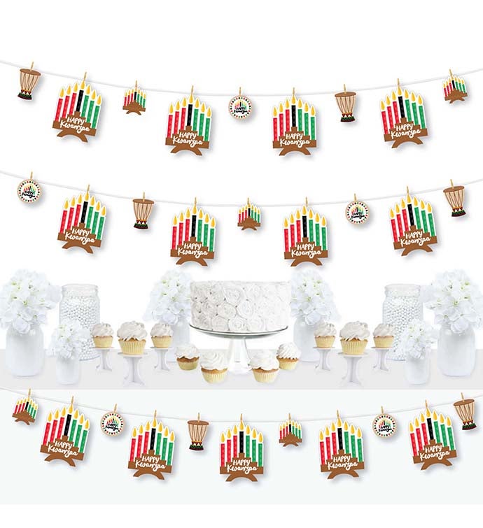 Happy Kwanzaa   Diy Decorations   Clothespin Garland Banner   44 Pieces