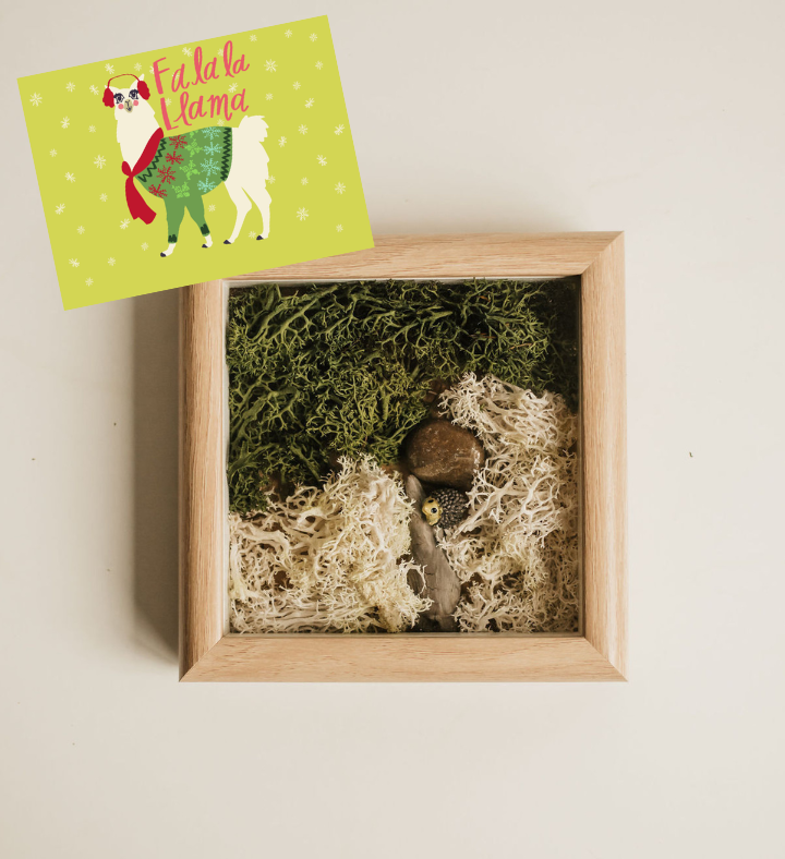 Fa La Llama' Christmas Holiday Diy Moss Wall Art, Mossy Tree