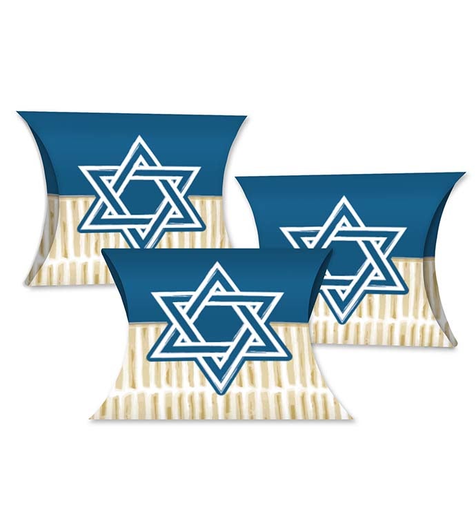 Happy Hanukkah   Favor Gift Boxes   Holiday Petite Pillow Boxes   20 Ct