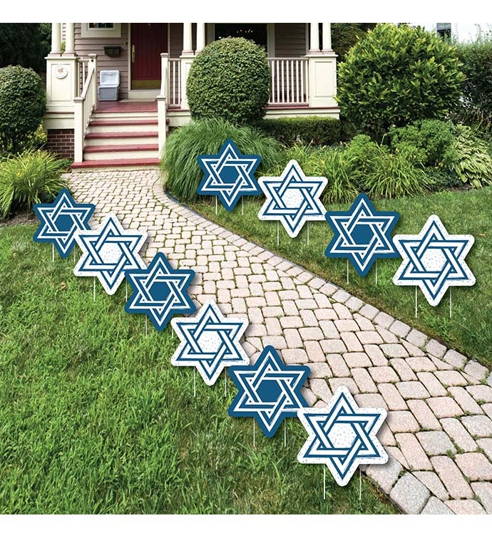 Happy Hanukkah   Star Of David Lawn   Outdoor Chanukah Yard Decor   10 Pc