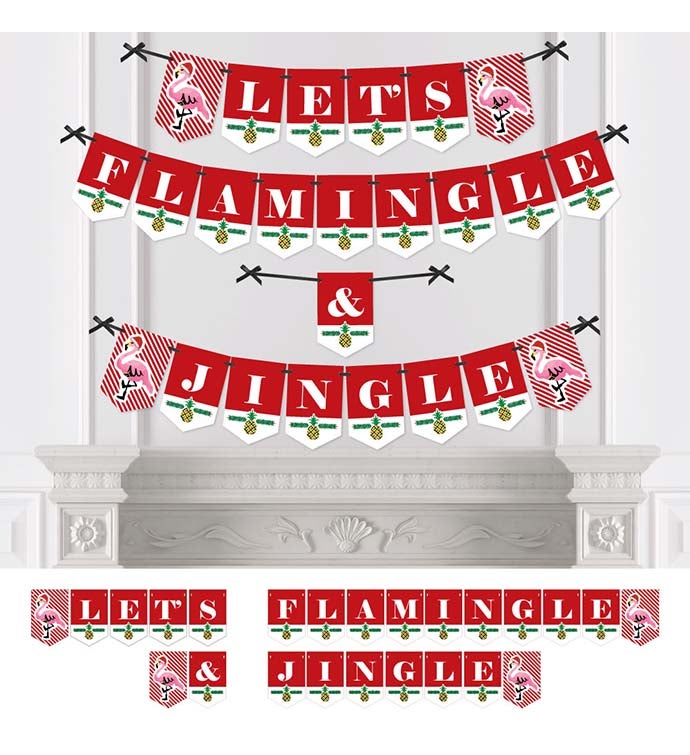 Flamingle Bells   Bunting Banner   Christmas   Let's Flamingle And Jingle