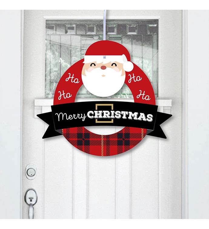 Jolly Santa Claus   Outdoor Christmas Party Decor   Front Door Wreath