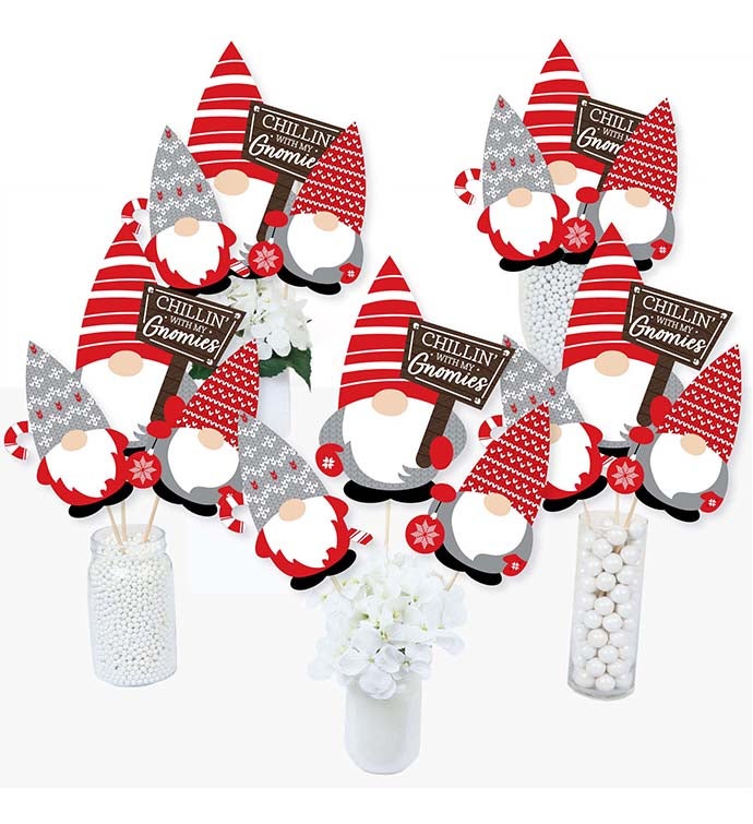 Christmas Gnomes   Holiday Party Centerpiece Sticks   Table Toppers   15 Ct