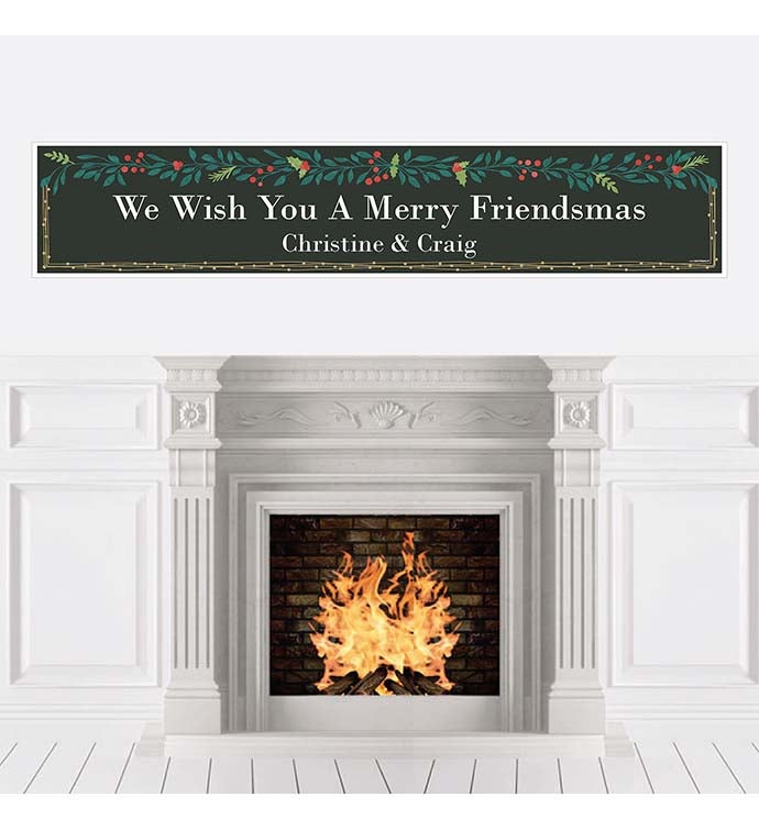 Rustic Merry Friendsmas   Friends Christmas Party Decorations Party Banner