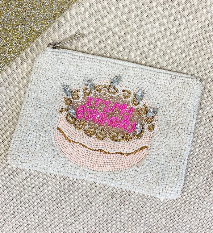 It's My Birthday' Beaded Zip Pouch