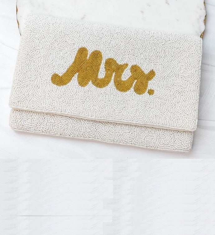 Mrs' Beaded Crossbody/clutch - White