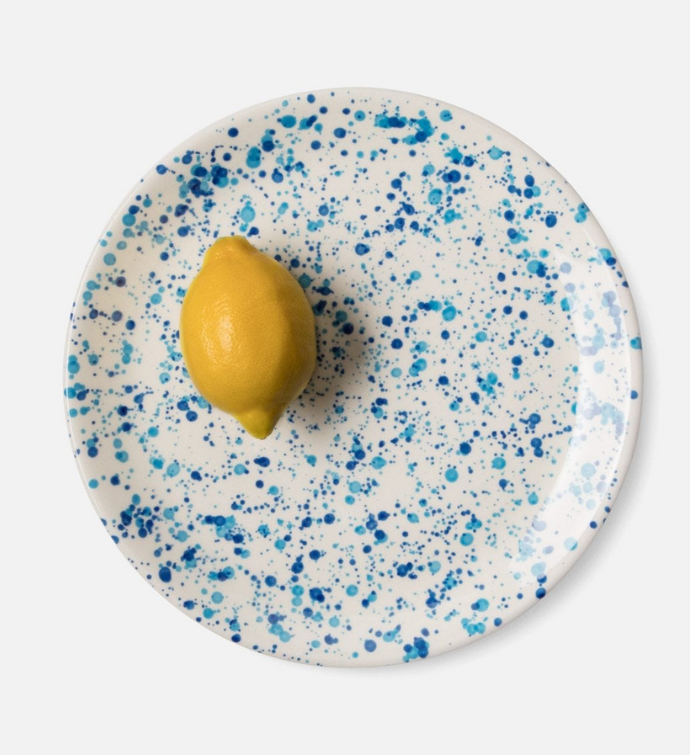 Blue Pheasant Sconset, Mixed Blue Spongeware Dinner Plate, Pack/4