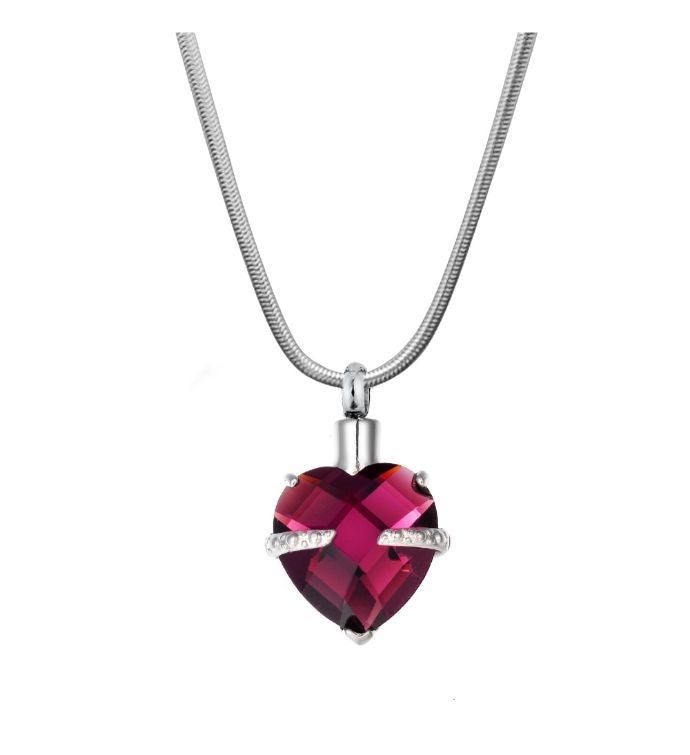 Birthstone Heart Memorial Jewelry Necklace