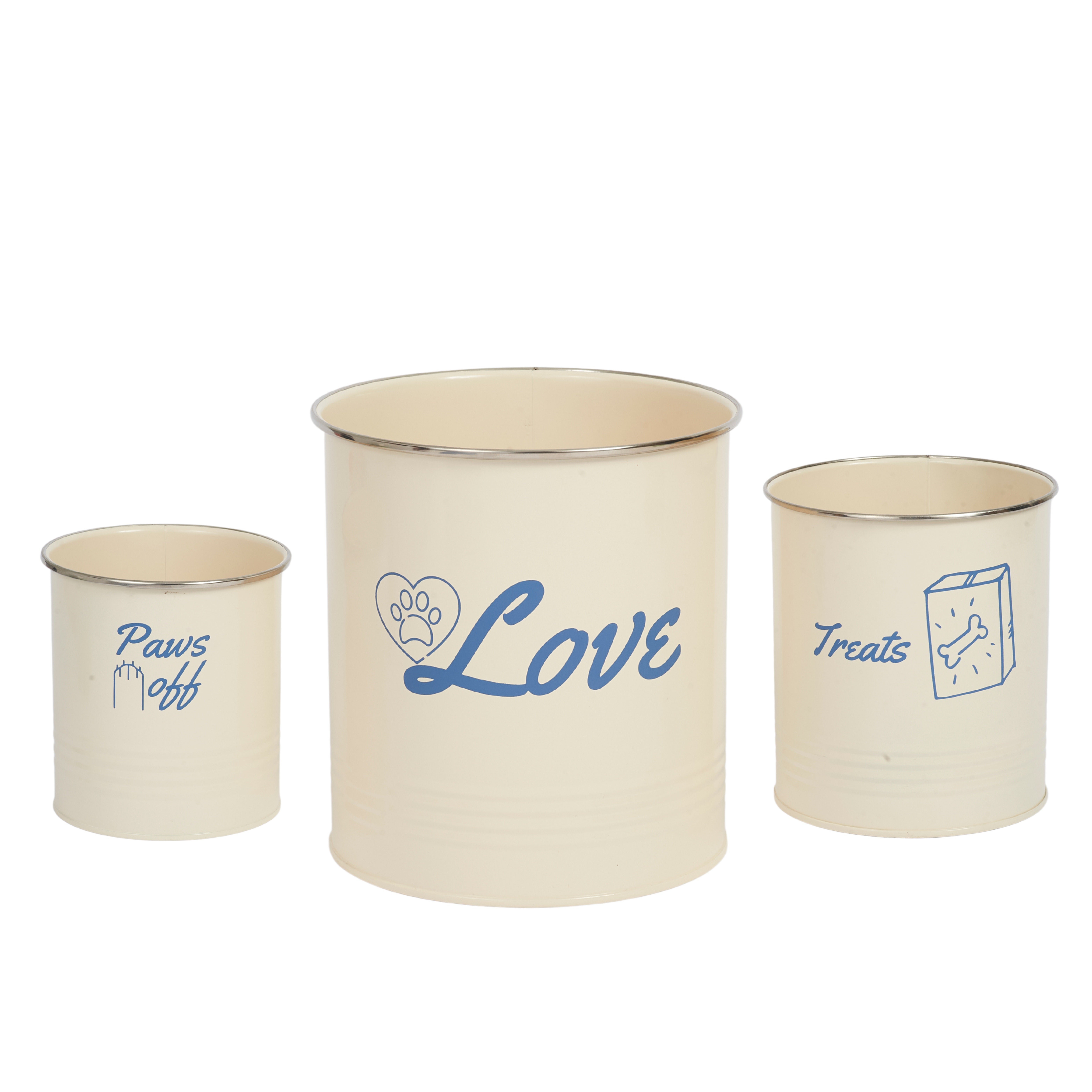 French Blue Pet Food Canisters