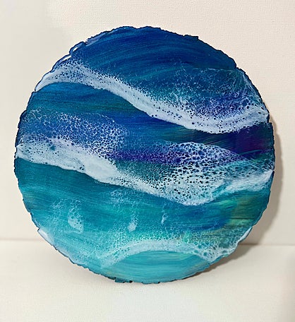 Hand-painted Seascape Lazy Susan - 15” Round