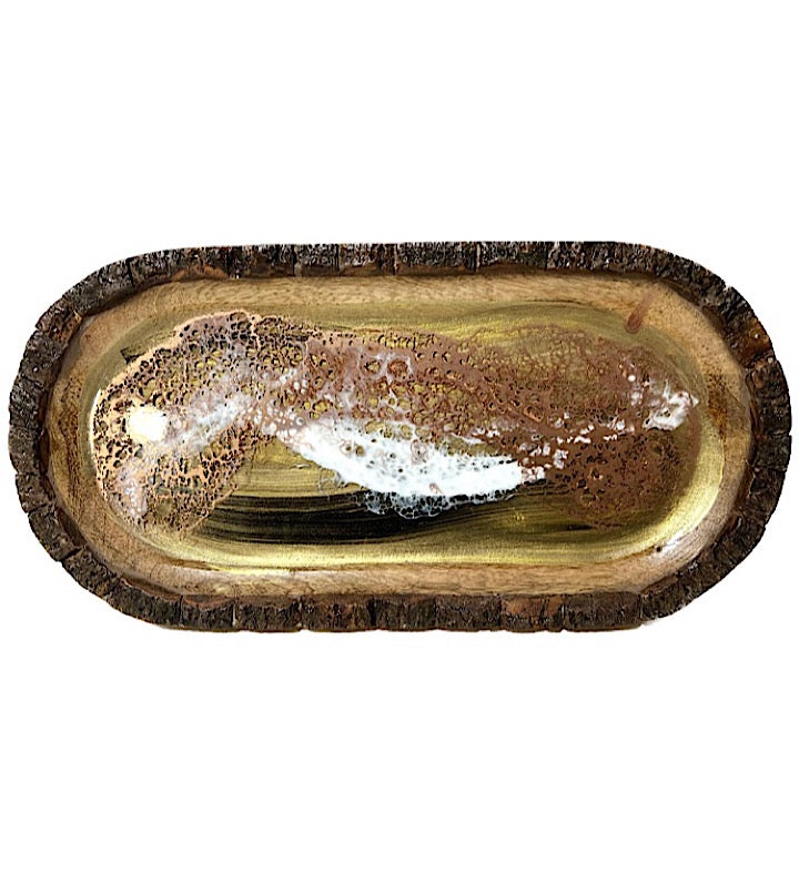 Hand-Painted Golden Seascape Bowl