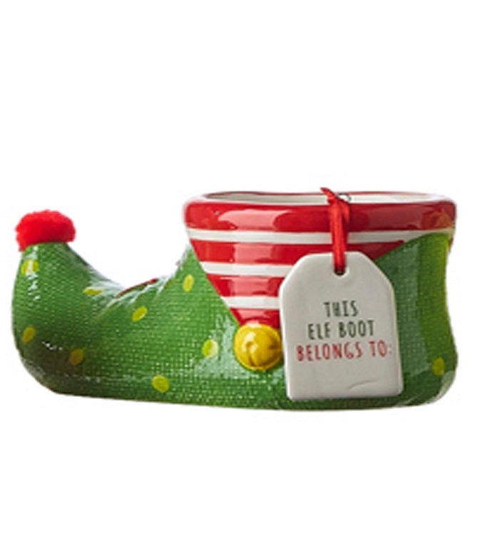 Whimsical Ceramic Elf Boot Centerpiece