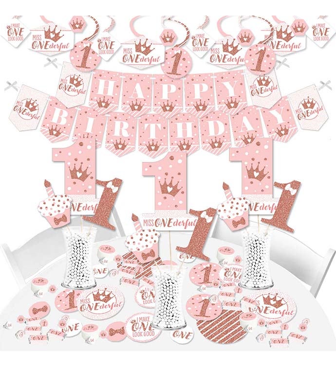 1st Birthday Little Miss Onederful   Party Supply Decor Kit   Fundle Bundle