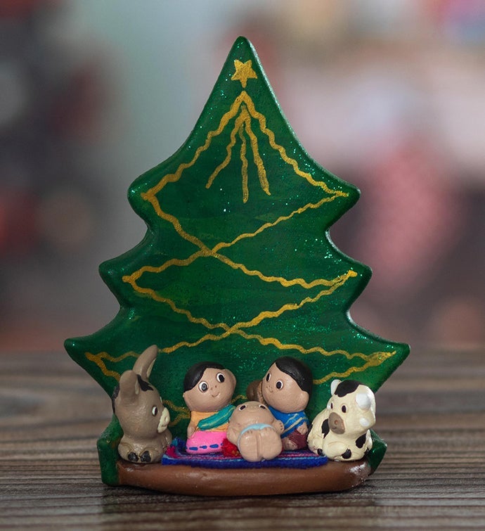 Novica Handmade Sweet Christmas Ceramic Nativity Sculpture