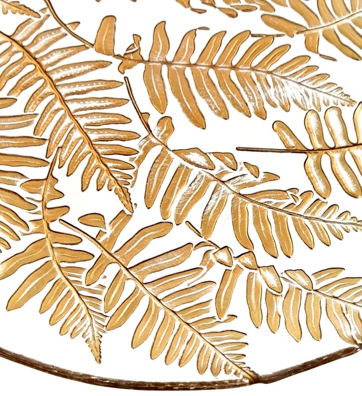 Fern Set/4 13" Glass Charger Plates Gold