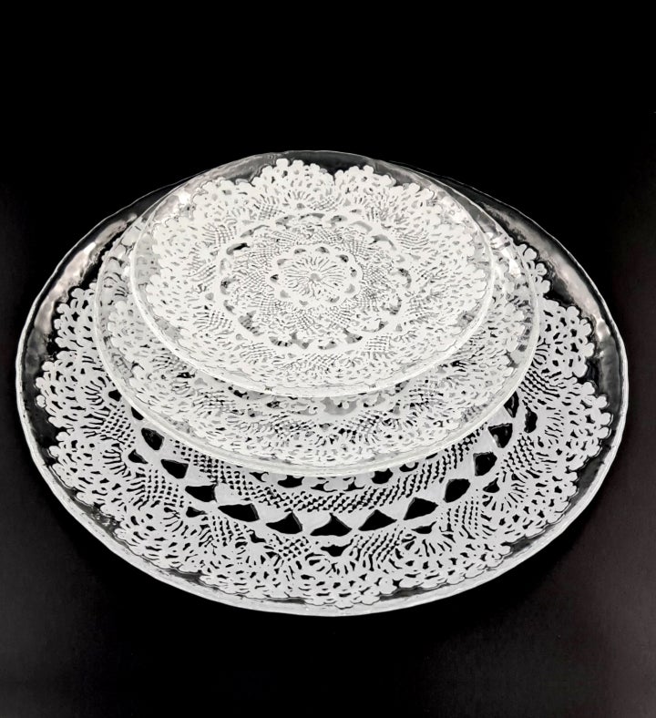 Lille 12pc Glass Dinner Plate Set Clear/white